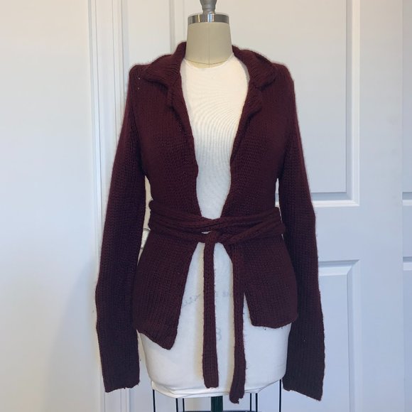 I Pezzi Dipinti Cardigan Burgundy / Maroon 100% Cashmere Cardigan XS - Picture 1 of 11